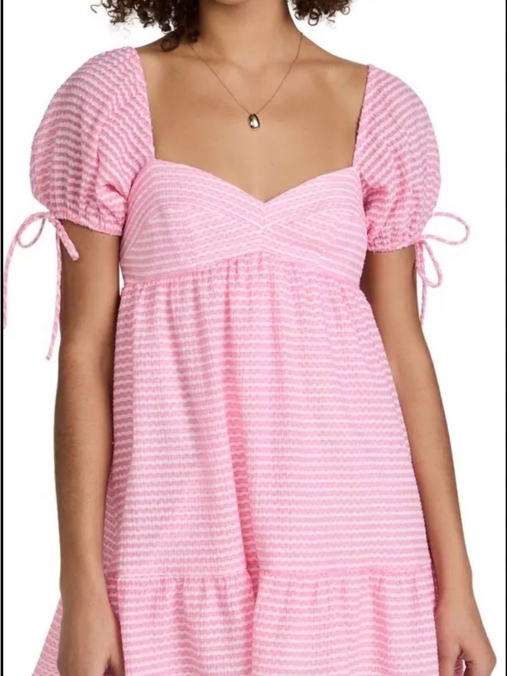 Amanda Uprichard Pink Mini Dress with Puff Sleeves